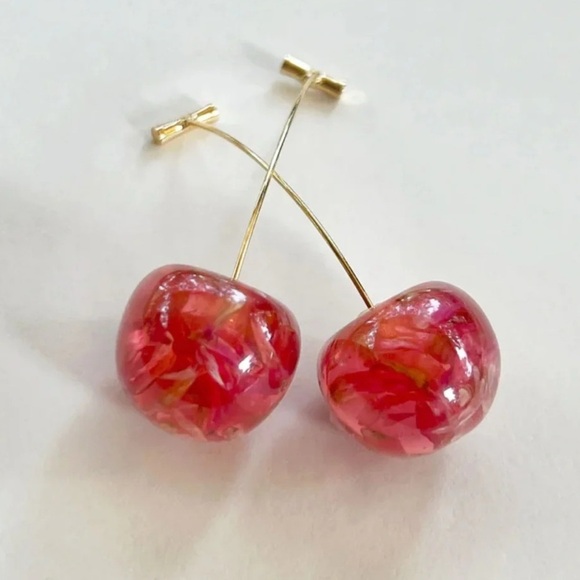 NWT Pink Cherry Earrings Anthropologie - Picture 9 of 10